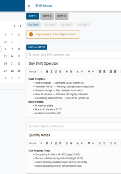 Shift Notes