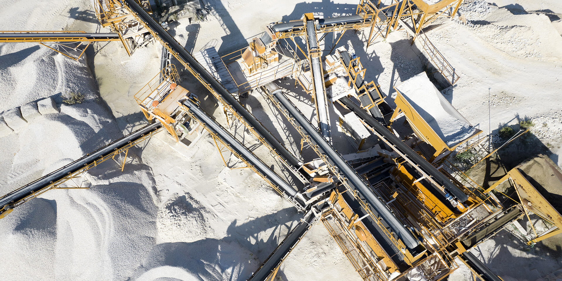 Factory for the production of stones for construction Aerial view of a stone factory intended for the construction market